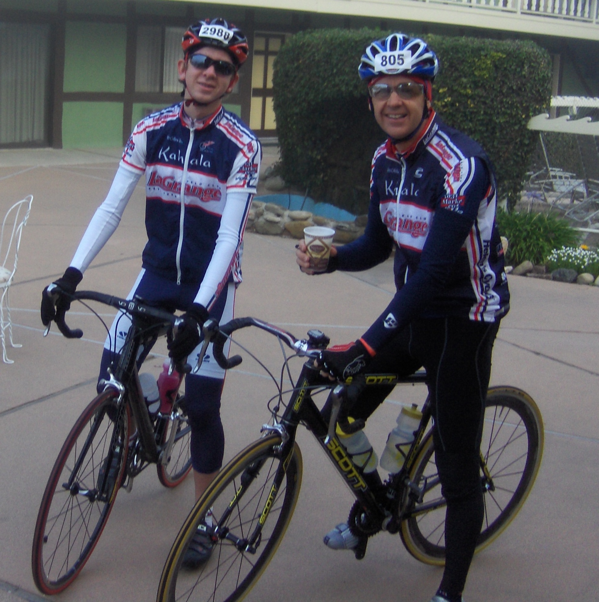 Cyclists Sam Dubin (left) and Tom Hill take a rest from training for last weekend's grueling 109-mile Mulholland Challenge.